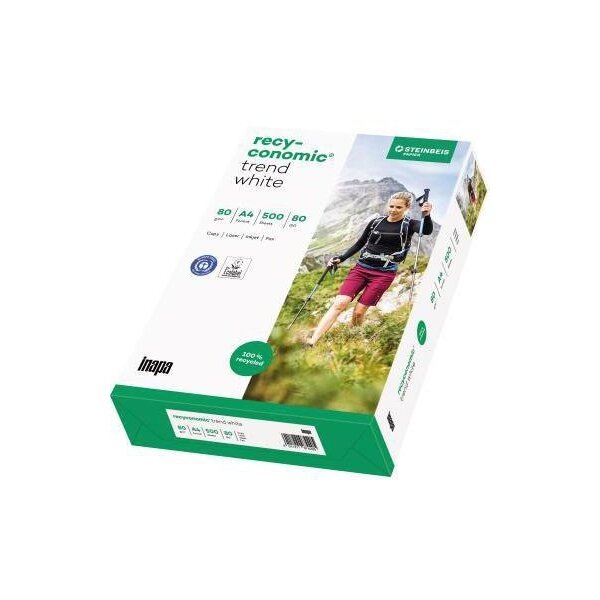 Recyconomic Kopierpapier Recyconomic® Trend White DIN A4 80g/m² 100 % recycelt 2fach Lochung weiß 500 Bl./Pack.