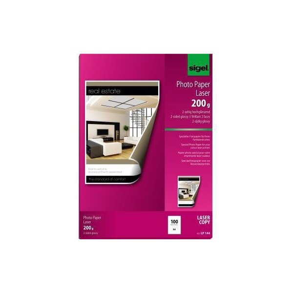Sigel Laserpapier SIGEL DIN A4 200g/m² elementar chlorfrei gebleicht hochweiß 100 Bl./Pack.