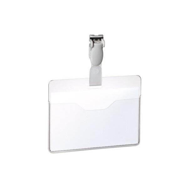 Without brand Namensschild 90 x 60 mm (B x H) drehbarer Clip transparent 25 St./Pack.