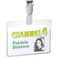 Without brand Namensschild 90 x 60 mm (B x H) drehbarer Clip transparent 25 St./Pack.