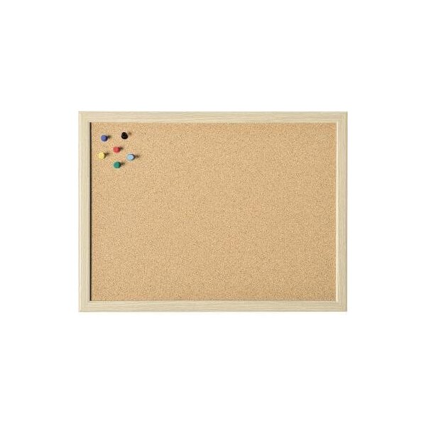 Magnetoplan Pinnwand magnetoplan® 100 x 60 cm (B x H) Maße der Oberfläche: 96,3 x 56,3 cm (B x H) inkl. Pinnnadeln 2 x Ösenschraube Kork Material des Rahmens: Kiefernholz braun