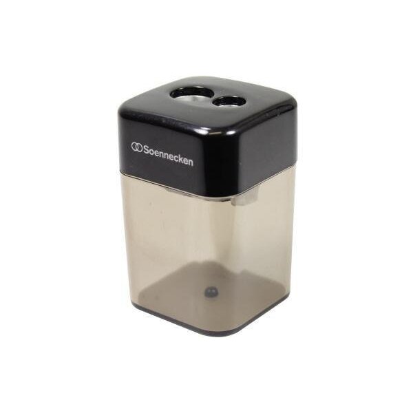 Soennecken Doppelspitzdose Soennecken 8 und 11mm rechteckig Material des Spitzers: Metall Material des Behälters: Kunststoff schwarz/grau transparent