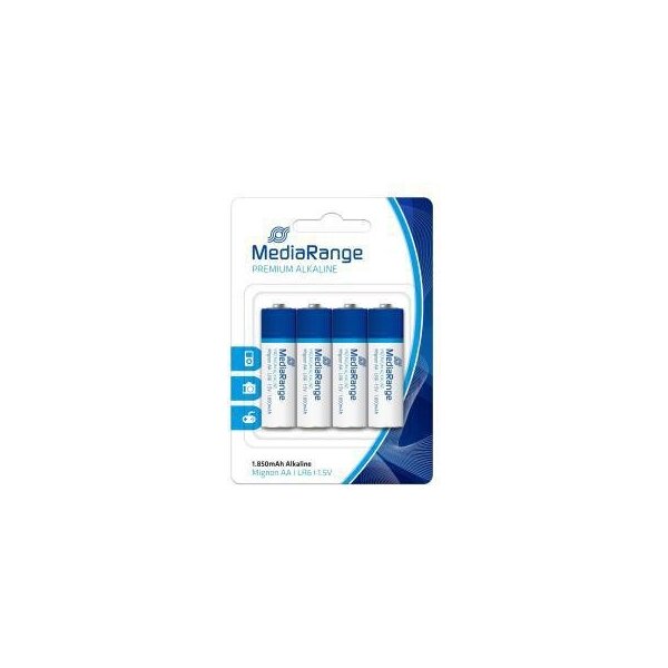 Mediarange Batterie MediaRange AA/Mignon LR6 Alkaline 1,5V 1.850 mAh 4 St./Pack.