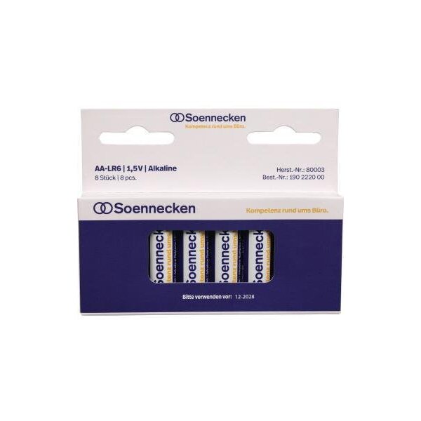 Soennecken Batterie Soennecken AA/Mignon LR6 Alkaline 1,5V 1.850 mAh 8 St./Pack.