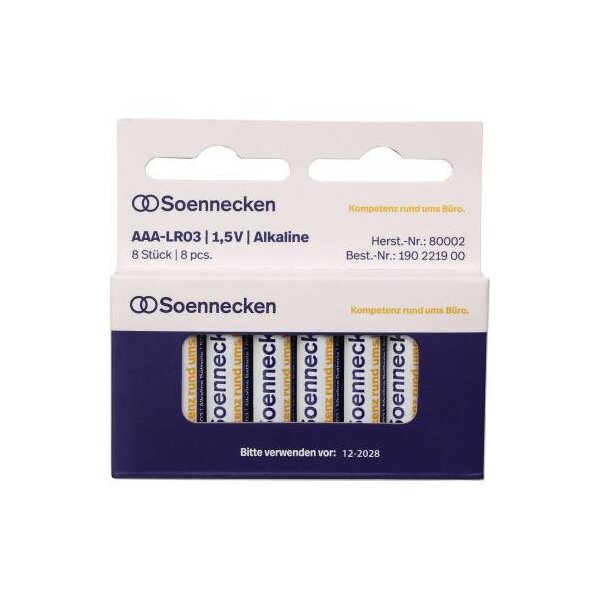 Soennecken Batterie Soennecken AAA/Micro LR03 Alkaline 1,5V 8 St./Pack.