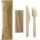 Papstar Besteckgarnitur PAPSTAR pure Einweg Messer Gabel Serviette Holz braun 50 St./Pack.