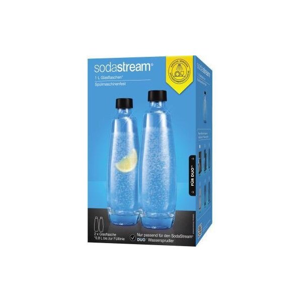 Sodastream Sprudlerflasche sodastream SODASTREAM Wassersprudler DUO Titan 1016812491 1 l Fülllinie 0,84l spülmaschinengeeignet Glas 2 St./Pack.