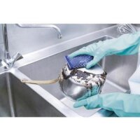 Spontex Reinigungsschwamm Spontex Superinox Pad 13,5 x 9 x 1,8 cm (B x H x T) Rostfreier Edelstahl/ Polyurethan-Schaumstoff/Polyester blau 5 St./Pack.