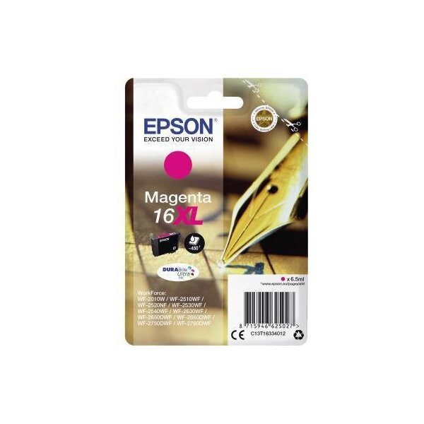 Epson Tintenpatrone Epson Originalzubehör 16XL ca. 450 Seiten magenta 6,5ml