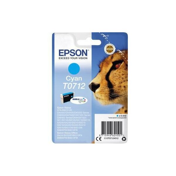 Epson Tintenpatrone Epson Originalzubehör T0712 ca. 345 Seiten cyan 5,5ml