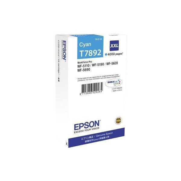 Epson Tintenpatrone Epson Originalzubehör T7892 ca. 4.000 Seiten cyan 34,2ml