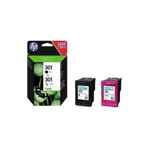 Hp Tintenpatrone HP Originalzubehör 301 ca. 170 Seiten schwarz ca. 150 Seiten farbig schwarz mehrfarbig 2 x 3ml 2 St./Pack.