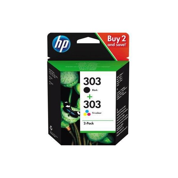 Hp Tintenpatrone HP Originalzubehör 303 ca. 200 Seiten schwarz ca. 165 Seiten farbig schwarz mehrfarbig 2 St./Pack.