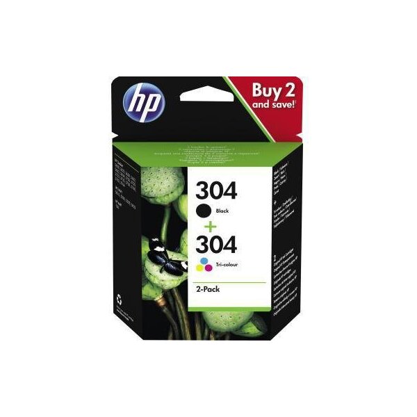 Hp Tintenpatrone HP Originalzubehör 304 ca. 100 Seiten schwarz ca. 120 Seiten farbig schwarz mehrfarbig 2 St./Pack.