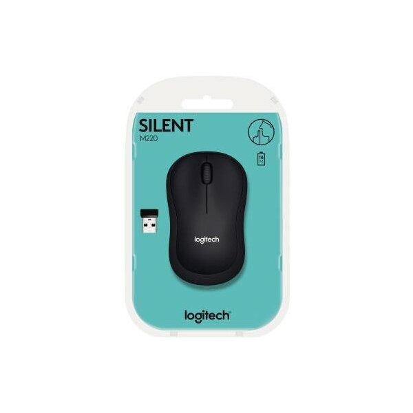 Logitech Optische PC Maus Logitech M220 SILENT Linkshänder Rechtshänder USB-A 10m Batterie inkl. Nano-Empfänger anthrazit