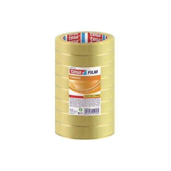 Tesa Klebefilm tesa® standard 19 mm x 66 m (B x L) einseitig klebend ohne Lösungsmittel Polypropylen transparent 8 St./Pack.
