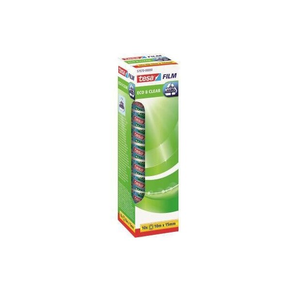 Tesa Klebefilm tesa® tesafilm® Eco & Clear 15 mm x 10 m (B x L) einseitig klebend ohne Lösungsmittel Polypropylen 100 % recycelt transparent 10 St./Pack.