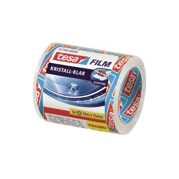 Tesa Klebefilm tesa® tesafilm® kristall-klar 15 mm x 10 m (B x L) einseitig klebend ohne Lösungsmittel Polypropylen durchsichtig 3 St./Pack.