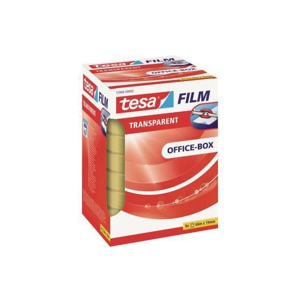 Tesa Klebefilm tesa® tesafilm® transparent Office-Box 19 mm x 66 m (B x L) einseitig klebend ohne Lösungsmittel Polypropylen transparent 8 St./Pack.