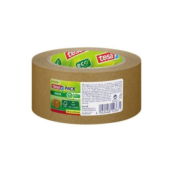 Tesa Packband tesa® tesapack® Paper ecoLogo® 50 mm x 50 m (B x L) Synthesekautschuk braun