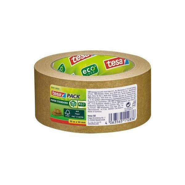 Tesa Packband tesa® tesapack® Paper Standard 50 mm x 50 m (B x L) Naturkautschuk braun
