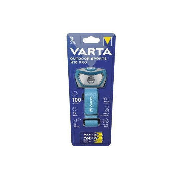 Varta Stirnlampe Varta Outdoor Sports H10 Pro High: 100 Im Low: 30lm High: 45 m Low: 22m LED High: 12 h Low: 35 AAA/Micro Kunststoff blau
