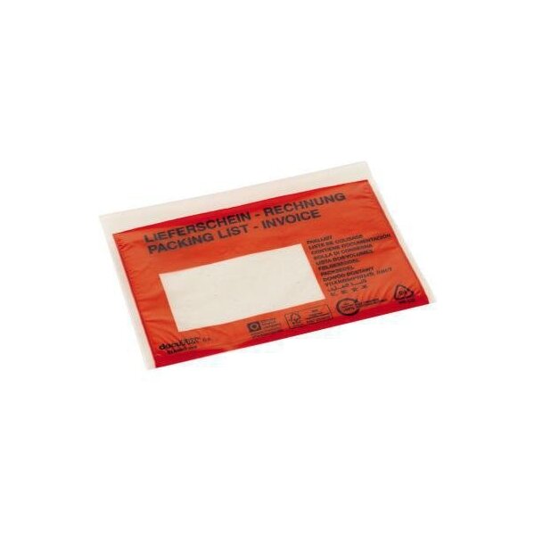 Docufix Dokumententasche docuFIX® classic eco Lieferschein/Rechnung DIN C6 Folie 80 % recycelt rot 1.000 St./Pack.