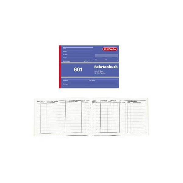 Herlitz Fahrtenbuch Herlitz DIN A6 quer PKW blau 40 Bl. Herlitz DIN A6 quer PKW blau 40 Bl.