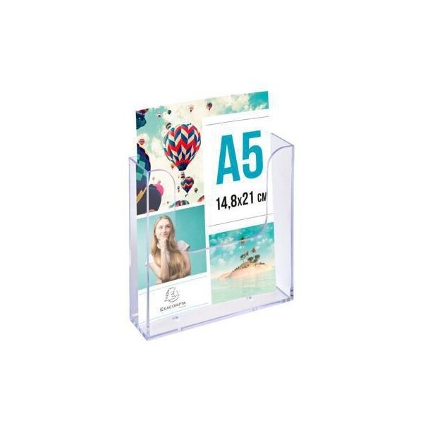 Exacompta Prospekthalter Exacompta Office 16 x 16,5 x 4 cm (B x H x T) DIN A5 Polystyrol kristall 1 Fach