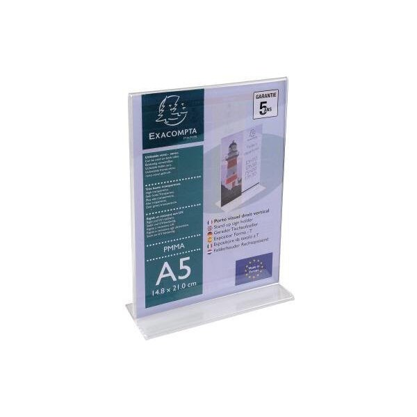 Exacompta Tischaufsteller Exacompta Office Exacryl 15 x 21,4 x 5,5 cm (B x H x T) DIN A5 beidseitig verwendbar Beschriftungsschild auswechselbar Acryl kristall