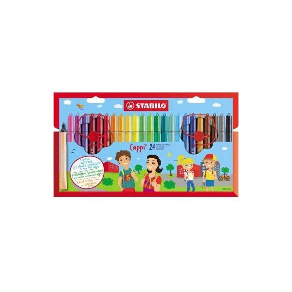 Stabilo Fasermaler STABILO® Cappi® 1mm farbig sortiert auswaschbar 24 St./Pack.