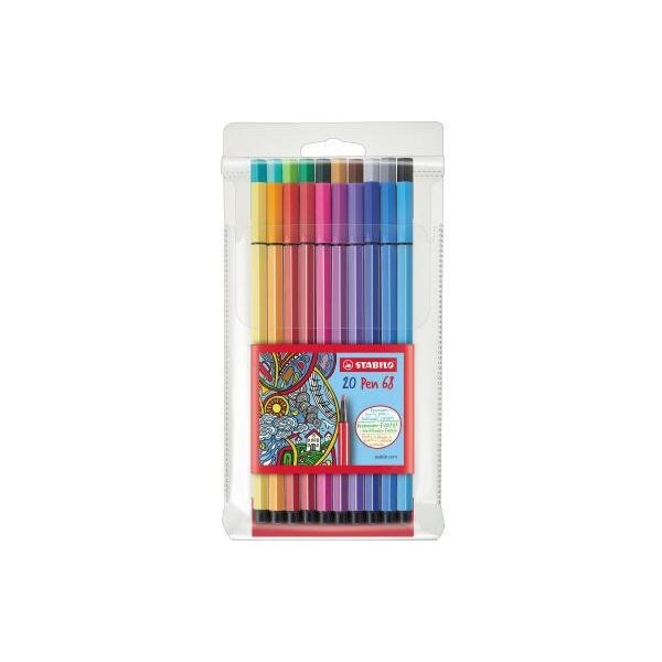 Stabilo Fasermaler STABILO® Pen 68 1mm farbig sortiert nicht auswaschbar 20 St./Pack.