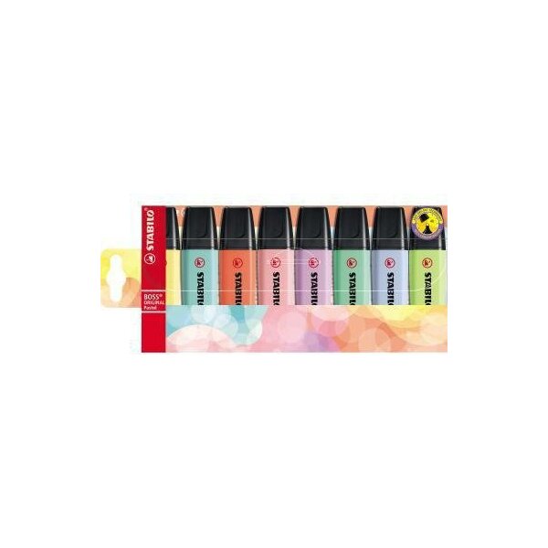 Stabilo Textmarker STABILO® BOSS® ORIGINAL Pastel 2-5mm farbig sortiert Keilspitze 8 St./Pack.