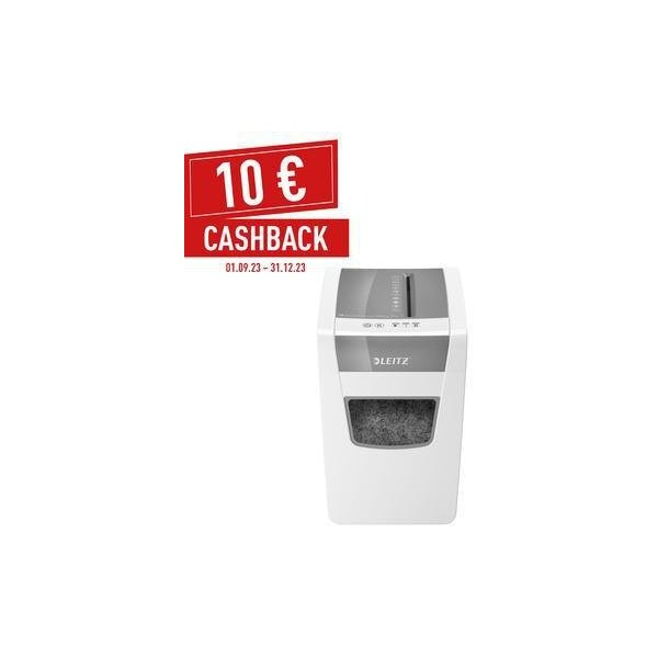 Leitz iq Aktenvernichter LEITZ IQ Slim Office S P-4 Papier Heftklammern Büroklammern Partikelschnitt 14 Bl. (70 g/m²) weiß