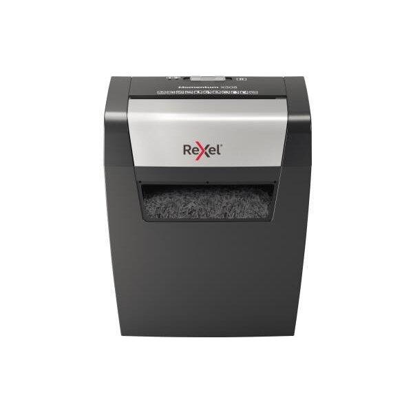 Rexel Aktenvernichter Rexel® Momentum X308 P-3 Papier Heftklammern Büroklammern Partikelschnitt 9 Bl. (70 g/m²) schwarz/silber