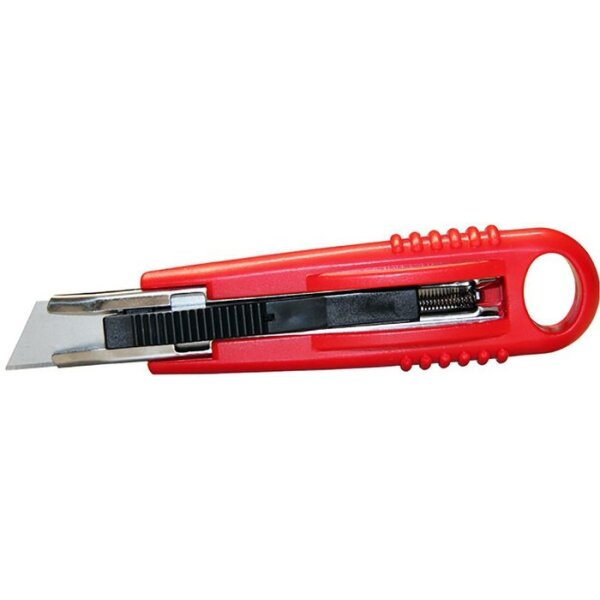 Transpak Cuttermesser Safety Cutter Standard Maße 145x25x35mm f.Rechtshänder rot 2 Ersatzklingen