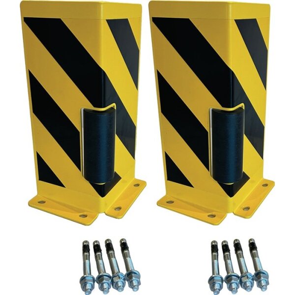 Gewa Schutzecke H400xL155/155mm L-Form mit Rolle Stahlblech schwarz/gelb VE = 2 Stück