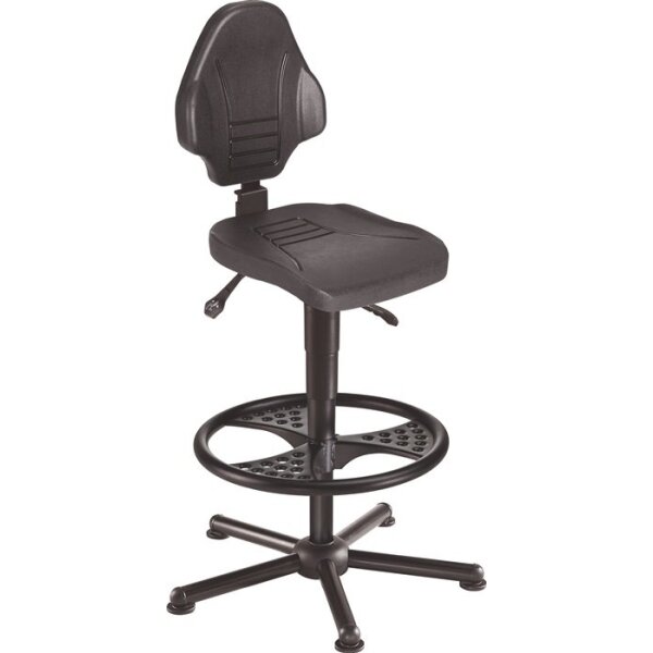 Mey Arbeitsdrehstuhl W13 Bodengleiter + Fußring Polyurethanschaum schwarz Grifffarbe schwarz 590-840 mm