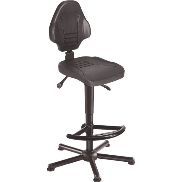 Mey Arbeitsdrehstuhl W13 Bodengleiter + Fußstütze Polyurethanschaum schwarz Grifffarbe schwarz 590-840 mm