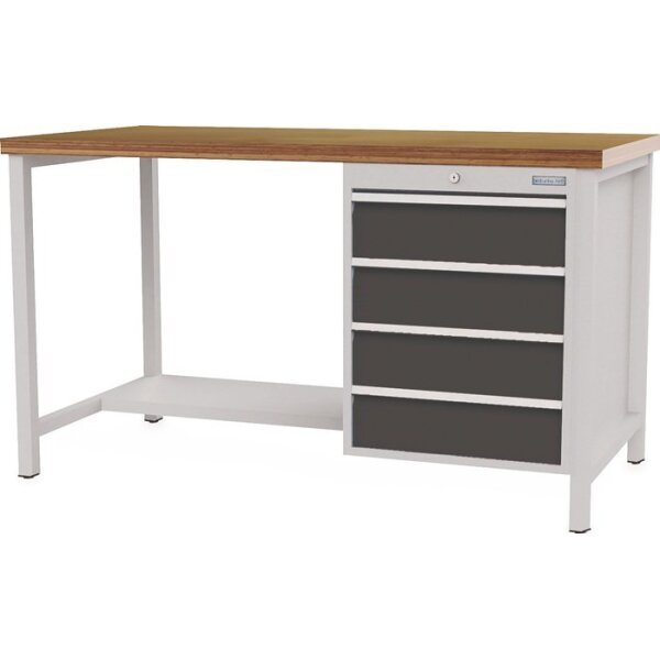 Bedrunka+hirth Werkbank anthrazitgrau lichtgrau B2000xH859xT750 mm lichtgrau, RAL 7035 anthrazitgrau, RAL 7016 4 Schubladen