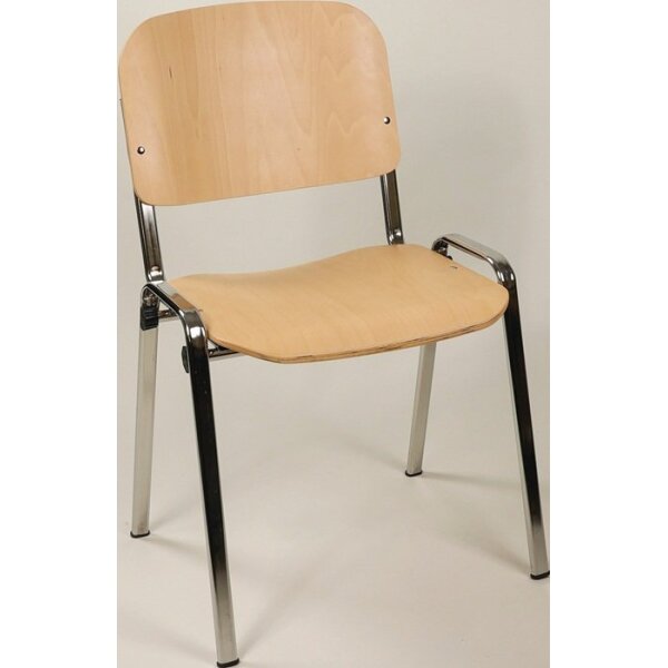 Bmv Stapelstuhl Buchenschichtholz Stahlrohr, oval verchromt ohne Armlehnen St.
