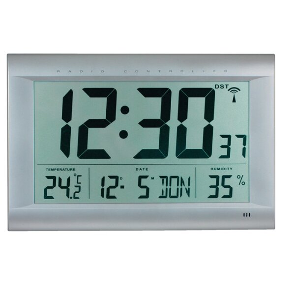 Funk-Digitaluhr Funkuhr Ku.mattsilber 1,5 V Zahlen