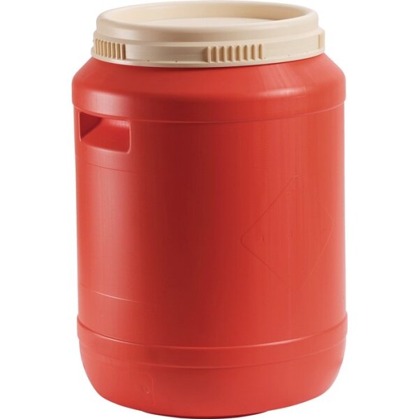 Wemas Batteriefass 60 l HD-PE reinorange (Deckel hellelfenbein) mit Griffmulden