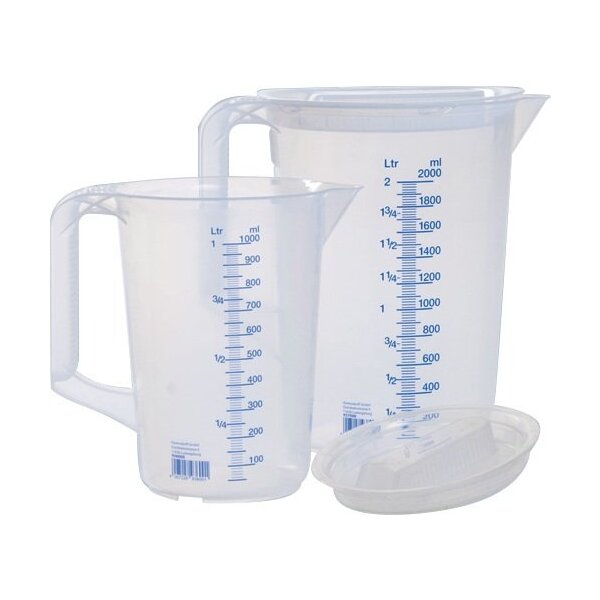 Hünersdorff Messkannenset 1x 1000, 1x 2000 ml Polypropylen transparent DxHmm Griff geschlossen