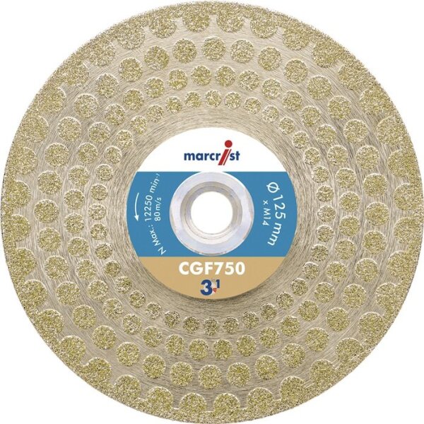 Marcrist Diamanttrenn-/Schleifscheibe CGF750 Ø 125 mm Aufnahme M14 Segmenthöhe 68,5 mm Segmentstärke 2,8 mm Winkelschleifer