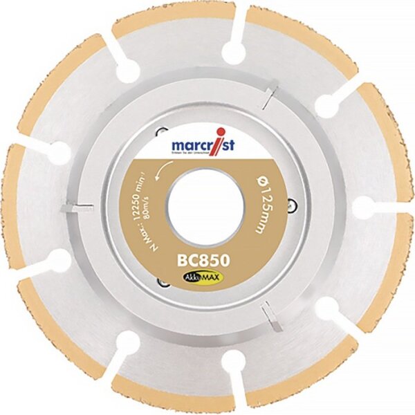 Marcrist Trenn-/Anfasscheibe BC850 AkkuMax Ø 125 mm Bohrung 22,23 mm Segmenthöhe 1 mm Segmentstärke 1,0 mm Winkelschleifer Segmentbreite 37,6 mm