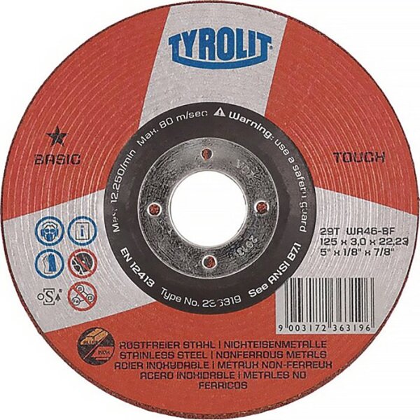 Tyrolit Schruppscheibe BASIC TOUCH D125xS3mm Körnung 46 gekröpft