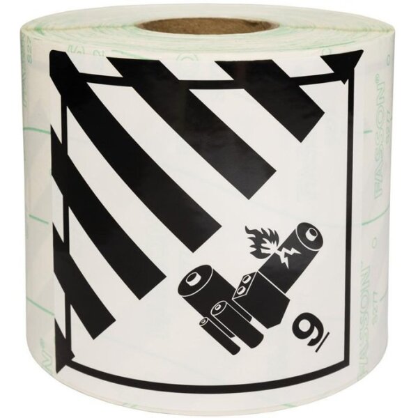 Transpak Etiketten Maße 100x100mm PE-Folie Motiv Batterien Kl. 9A