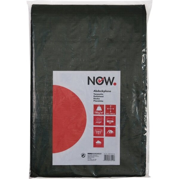 Now Gewebeplane Multi Tarp Breite 10000 x Länge 12000 mm olivgrün Gewicht 100 g/m² mit Aluminiumösen