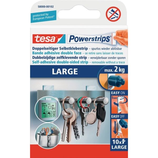 Tesa Selbstklebestrip Powerstrips® 58000 SB-Pack á 10 Strips L (20x50 mm)